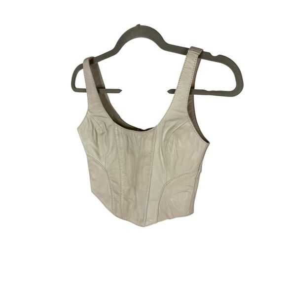 Understated Leather Mustang Bustier Top Western Cowboy Lamb Leather Cropped XS - Picture 4 of 9
